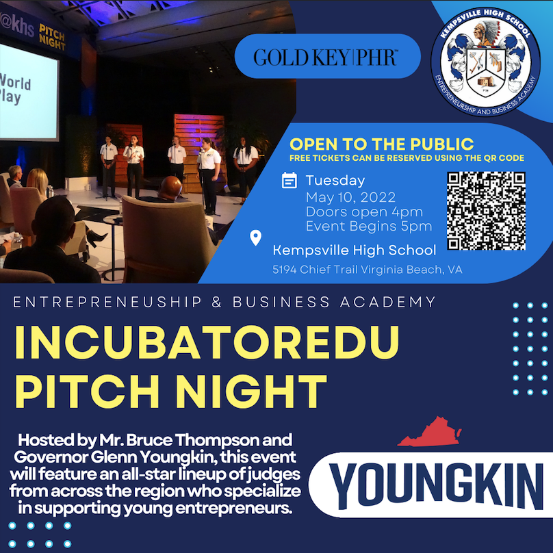 Kempsville High School Pitch Night 2022 Event Announcement Virginia Governor Glenn Youngkin