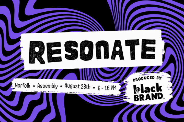 Resonate 757 event graphic featuring the Resonate logo, Assembly in Norfolk, August 28, and event details.